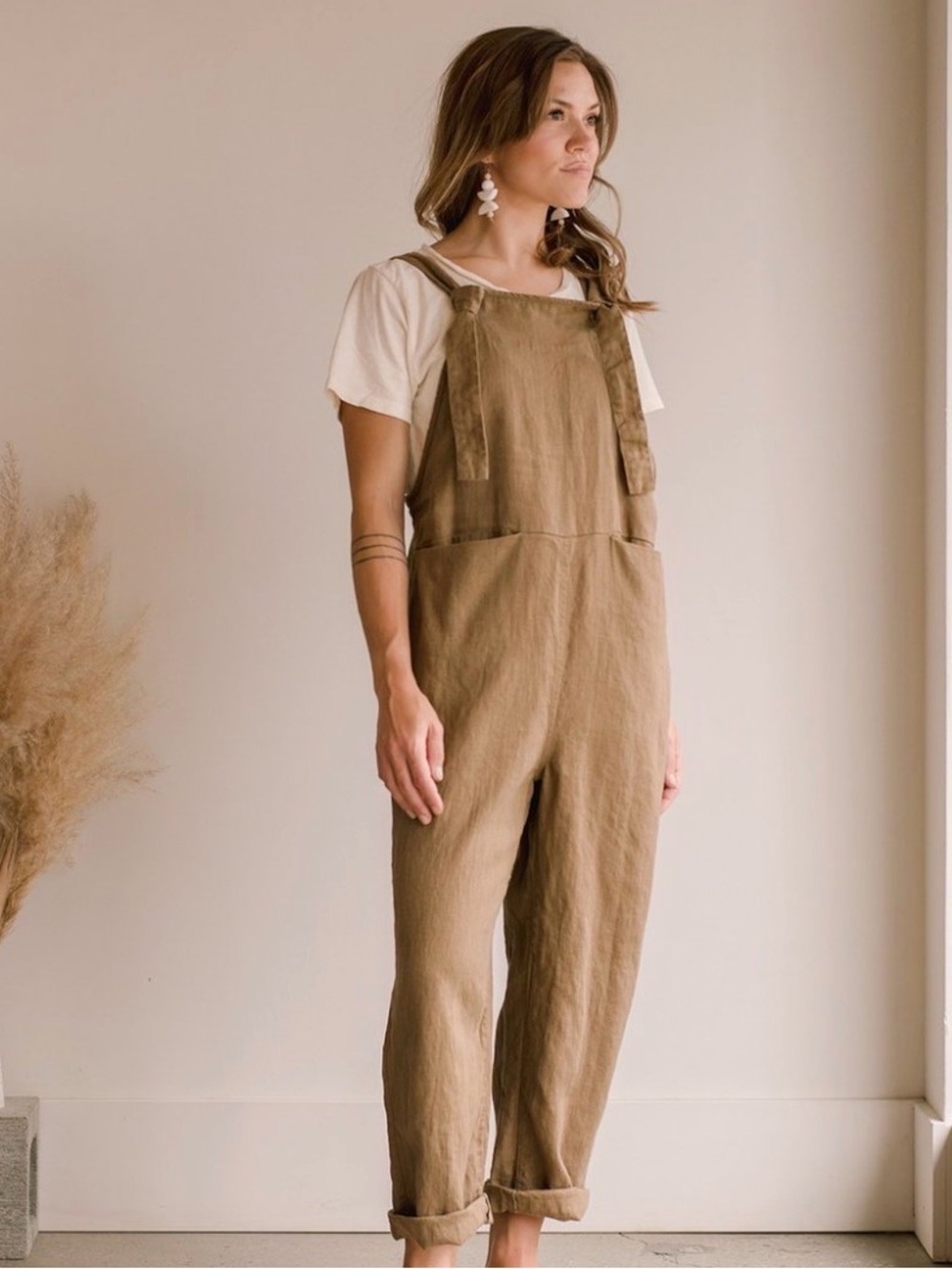 Beaton Linen Overalls in Sage